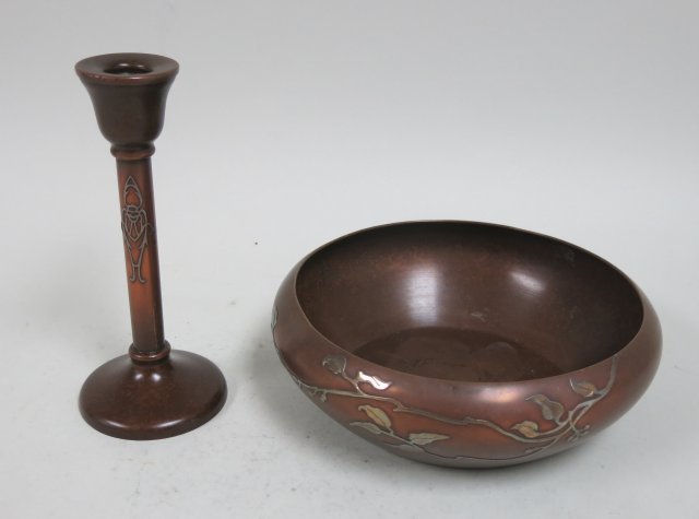 Heinz Sterling Silver on Copper Bowl & Candlestick (1 of 7)