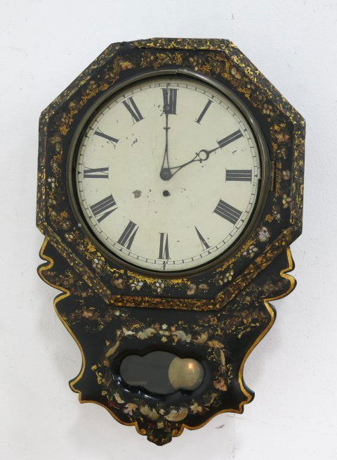 Papier Mache Wall Clock with Pendulum (1 of 3)