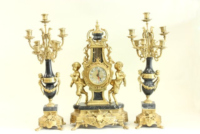 3 Piece French Style Figural Clock Set (1 of 10)