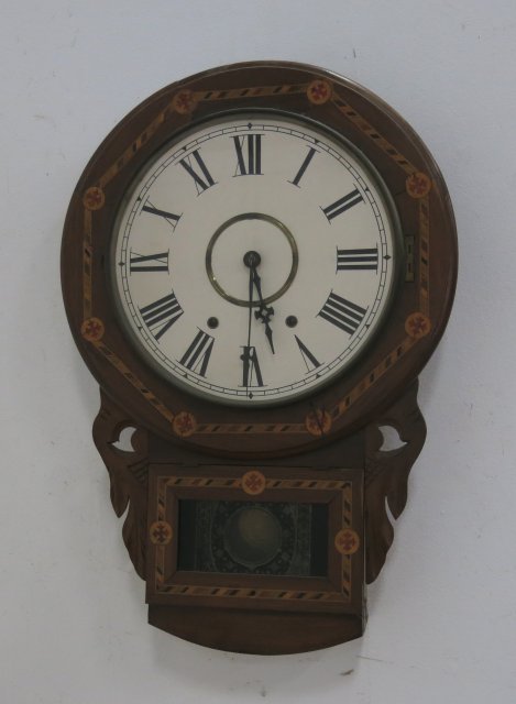 School Clock with Marquetry Inlay (1 of 3)