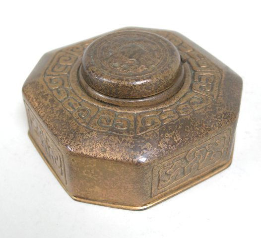 Tiffany Studios, NY "Zodiac" Bronze Inkwell (1 of 4)