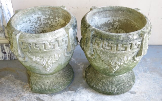 2 Pair Cement Jardinieres: Placed by Tommi Parzinger. Approx. 25" H x 16" D. Property from the estate of Nathan & Janet Appleman, Ocean NJ.