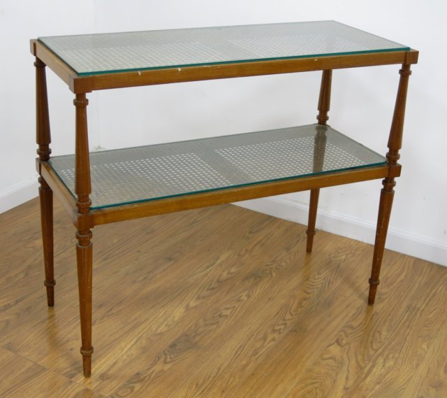 Tommi Parzinger Caned Two Tier Side Table (1 of 5)
