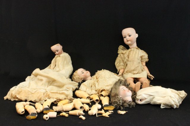 Four Antique Bisque Head Dolls (1 of 6)