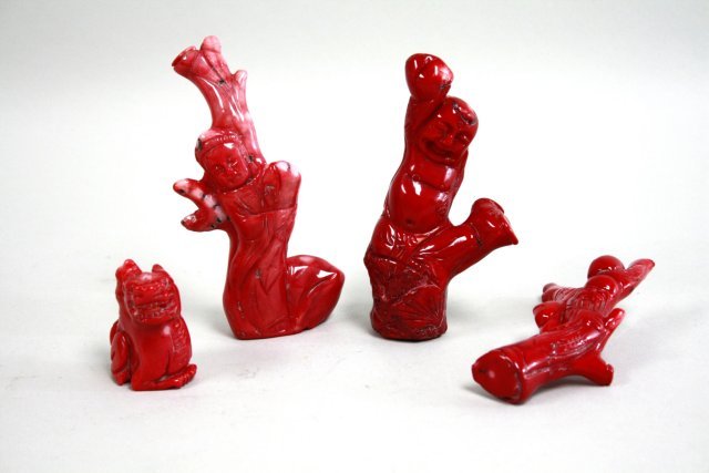 Four Pieces of Carved Coral Figures (1 of 9)