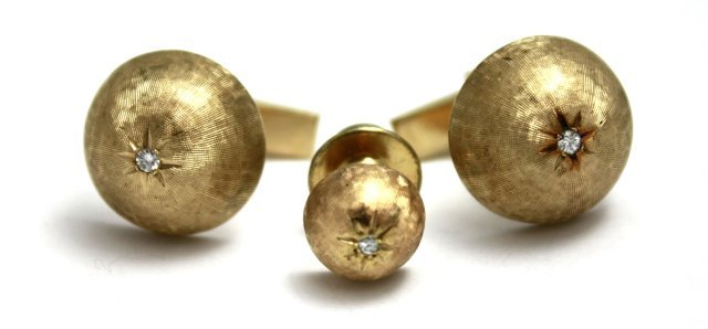 Three piece 14kt gold & diamond stud set (1 of 8)