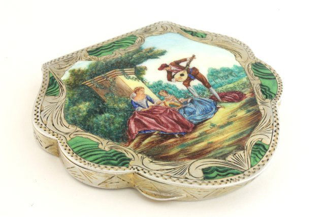 800 Silver & Enameled Italian Compact (1 of 6)