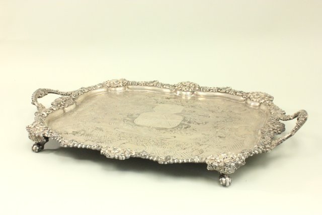 Silver Plated Tray with Handles (1 of 6)
