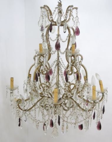 Italian Rococo Style Gilt Metal Chandelier (1 of 3)