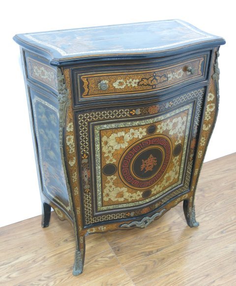 Chinese style Commode: Approx. 39" H x 27" W x 17" D. Surface scratches.