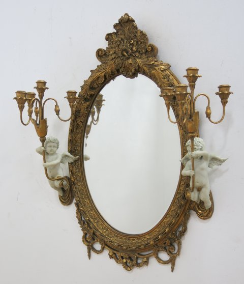 Composition Mirror with Angels Holding Candelabra (1 of 4)