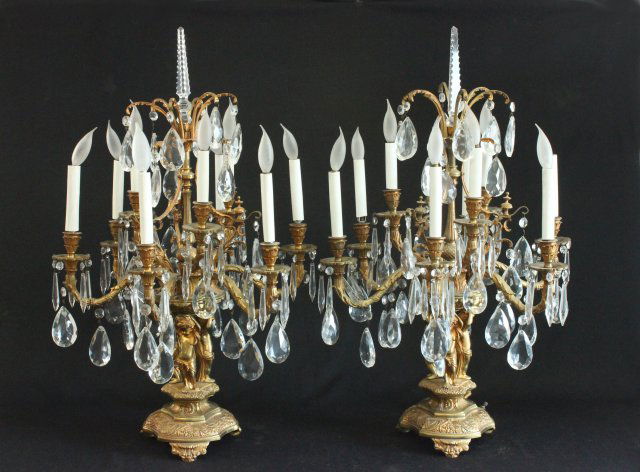 Pair of Rococo style bronze figural candelabra (1 of 7)