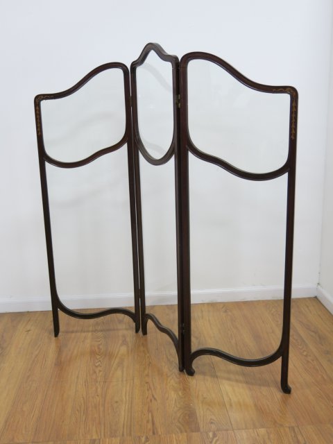 Three panel paint decorated screen (1 of 3)