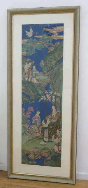 Chinese Decorative Watercolor Panel on Cloth (1 of 2)