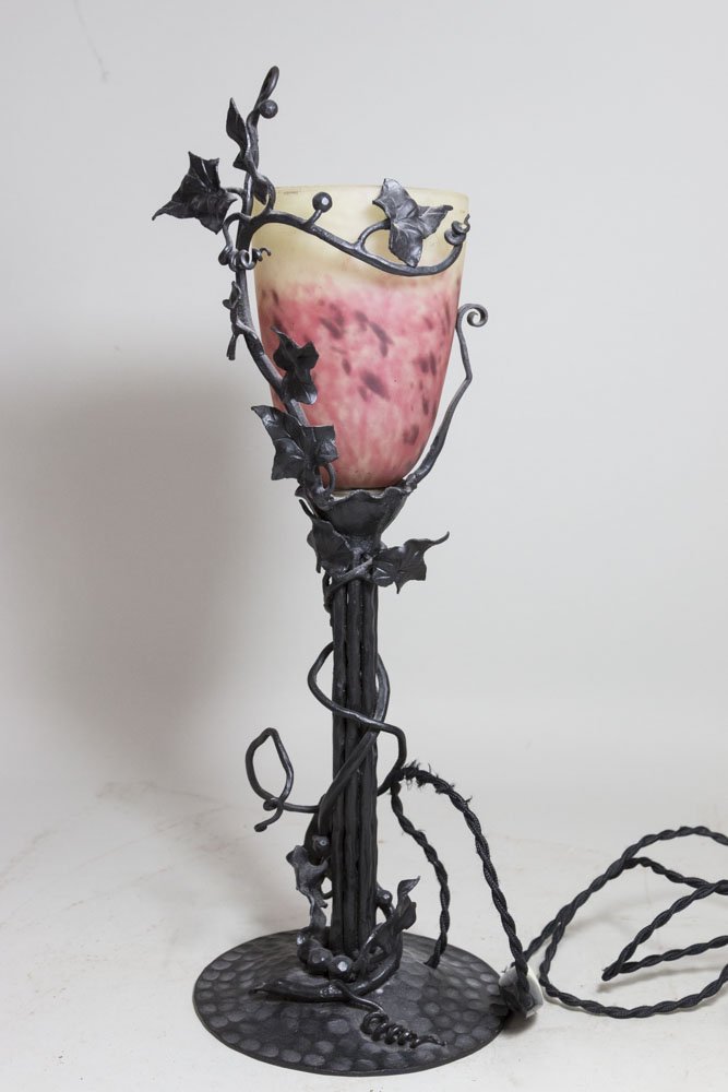 T. Richard Art Glass & Wrought Iron Lamp (1 of 8)