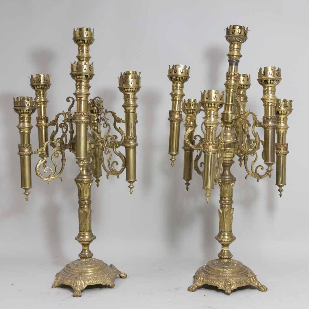 Pair Gothic style Claw Foot 7 Light Candelabra (1 of 8)