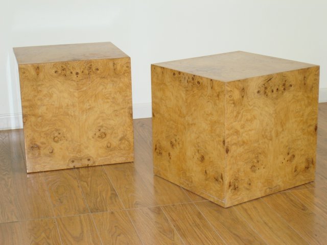 Edward Wormley for Dunbar Pair Walnut Cube Tables (1 of 4)