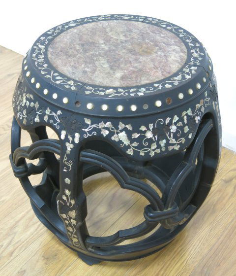 Chinese Mother of Pearl Inlaid Tabouret Table (1 of 3)