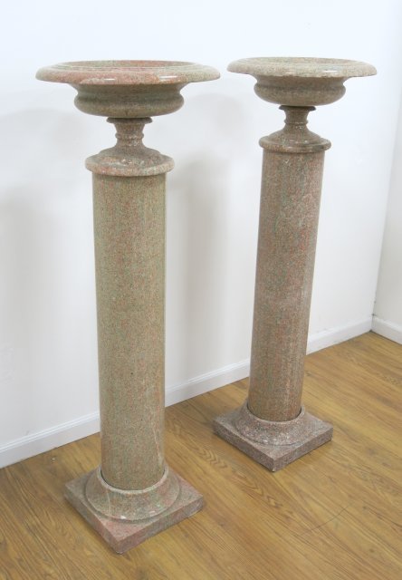Pair of Rouge Marble Pedestals with Planter Tops (1 of 5)