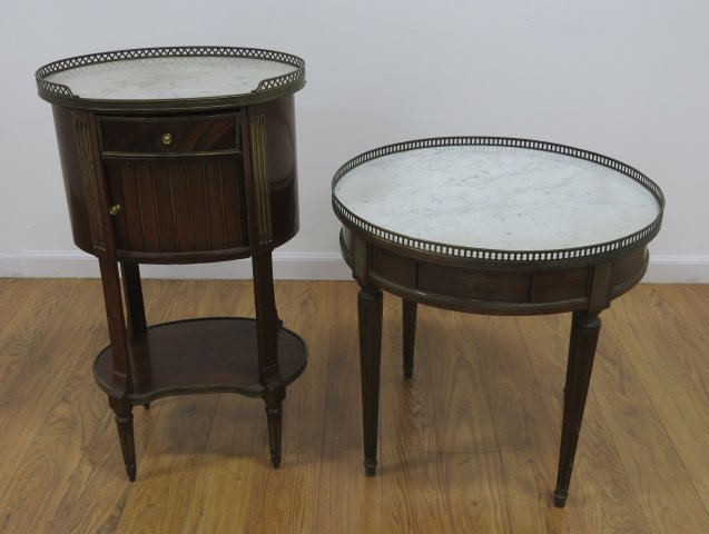 French Oval Marble Top Night Stand & Low Table (1 of 3)