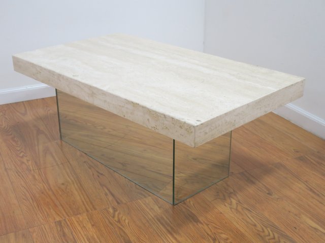 Travertine and chrome coffee table (1 of 3)