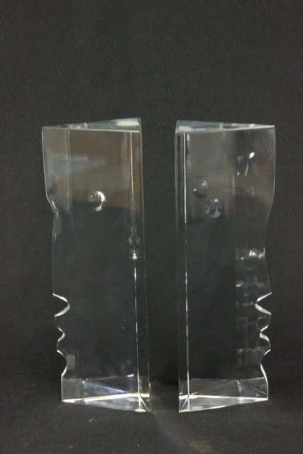 Pair of Baccarat Crystal Face Bookends (1 of 5)