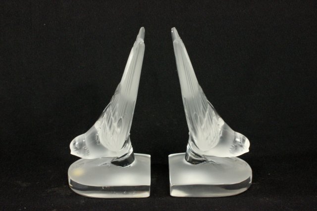 Pair of Lalique Crystal "Hirondelles" Bookends (1 of 6)
