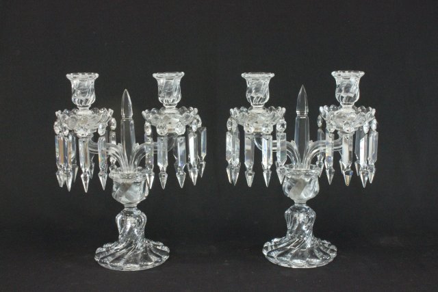 Pair of 2-arm Baccarat Glass Candelabra (1 of 6)