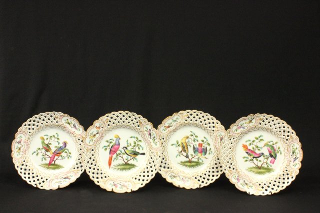 4 Reticulated Meissen Bird Dishes (1 of 10)