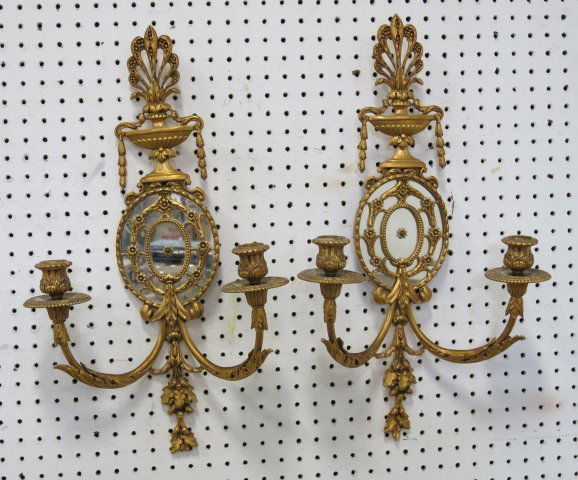 Pair of French style 2-arm Bronze Sconces (1 of 3)