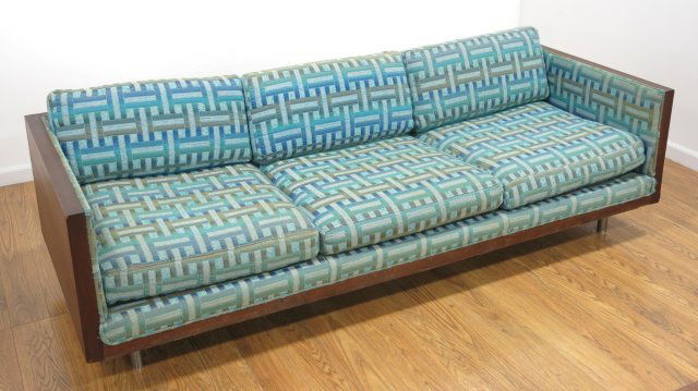 Milo Baughman, Walnut & Chrome Sofa, Ca. 1950 (1 of 3)