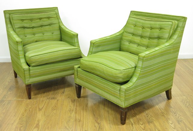 Baker Pair Walnut Easy Chairs, Ca. 1950 (1 of 5)