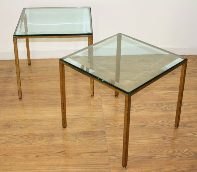 Pair of Gilt Wrought Iron Side Tables, Ca. 1950 (1 of 3)