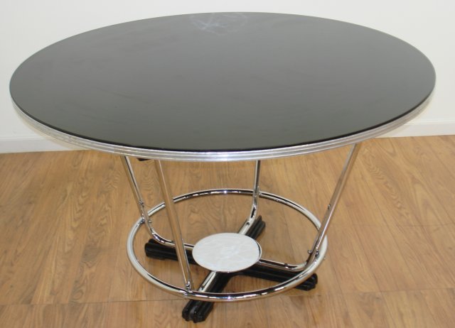Art Deco Chrome & Black Glass Breakfast Table (1 of 4)