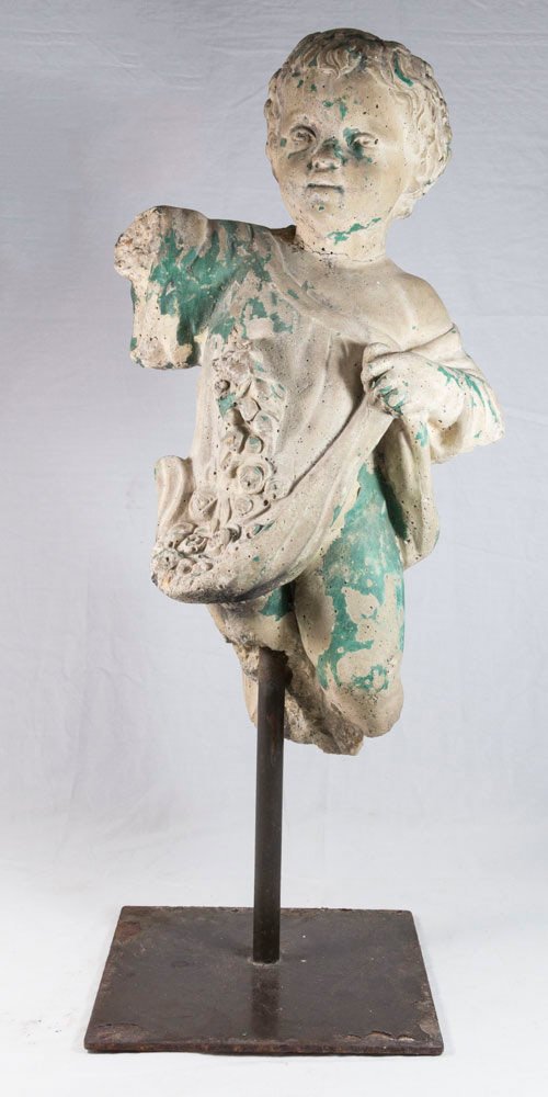 Stone Garden Bust on Metal Base (1 of 2)