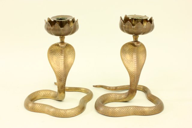 Pair of Brass Cobra Candlesticks (1 of 4)