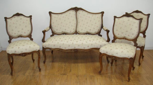 Louis XV style 4 piece salon set (1 of 6)