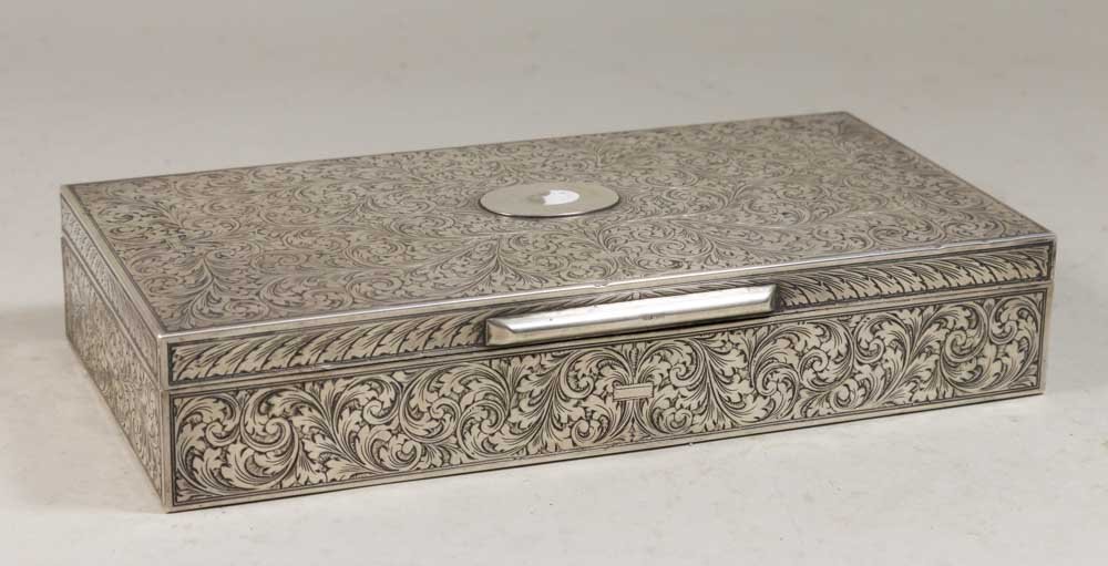 Etched 800 Silver Box with Scroll Design (1 of 3)