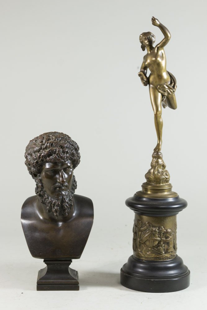 Bronze Bust of Socrates & Venus on Marble Round (1 of 3)