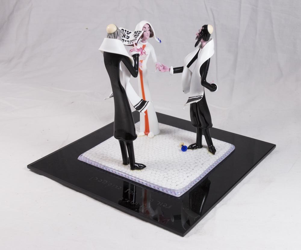 Glass Sculpture of Jewish Wedding (1 of 2)