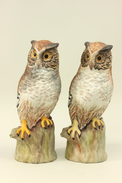 Two Large Porcelain Cybis Owls: Approx. 17 1/4" H. (4106) Good condition.