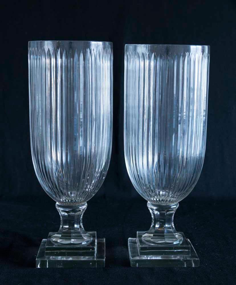 Pair Glass Hurricane Candle Holders (1 of 1)