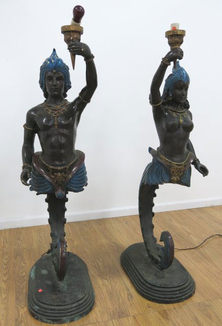 Pair Bronze Figural Lamps (1 of 5)