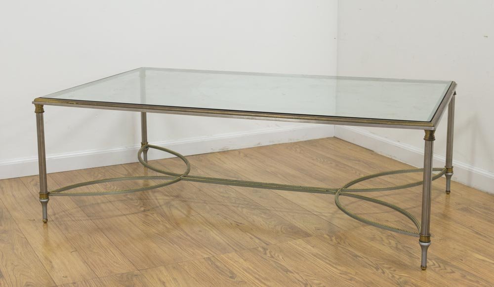 Brass and Steel Glass Top Coffee Table (1 of 2)