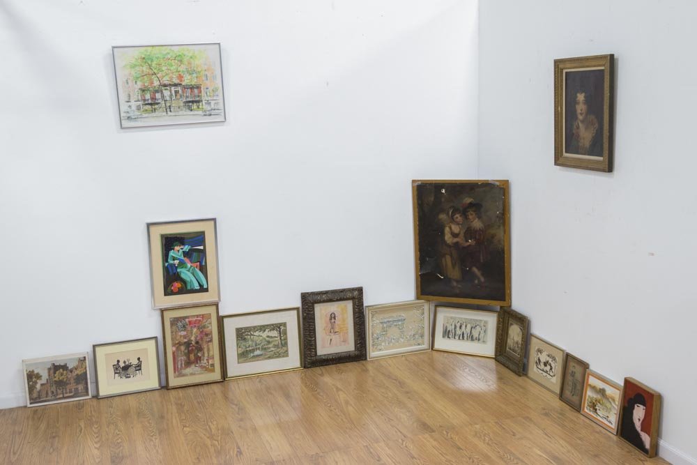 Group Lot of 16 Paintings, Prints, & Watercolors (1 of 8)