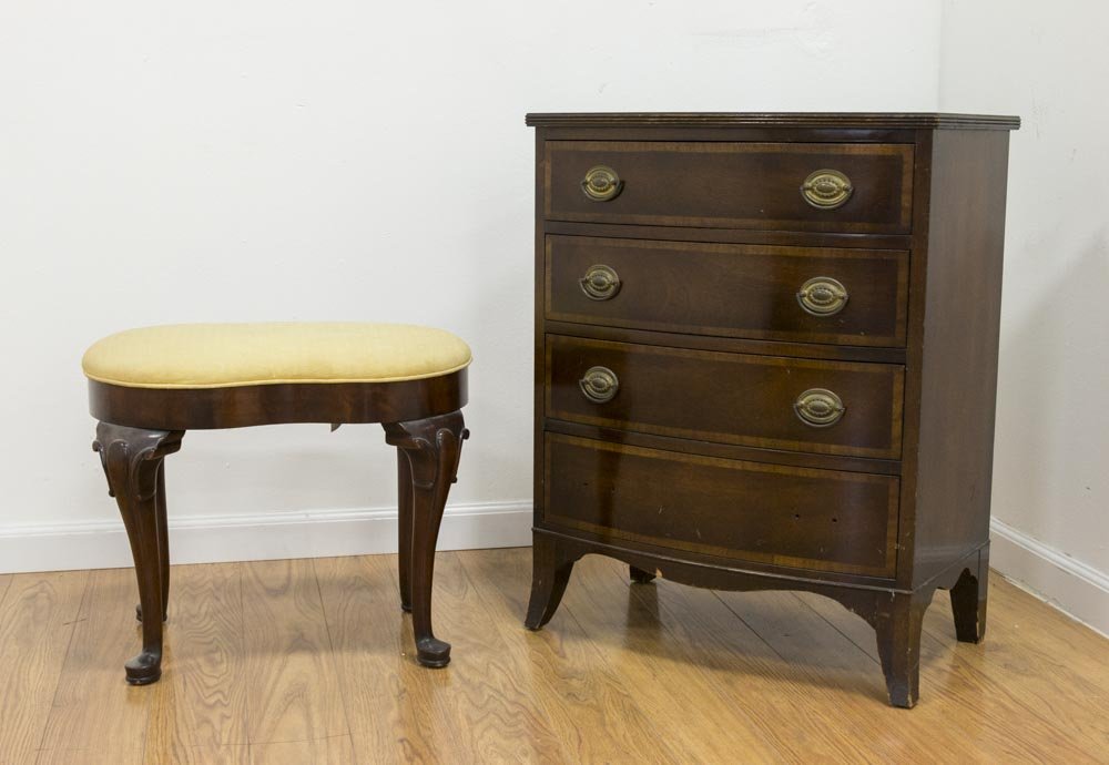 Bachelor's Chest & Queen Anne Style Footstool (1 of 4)