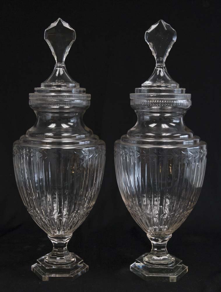Pair Cut Glass Apothecary Jars (1 of 3)