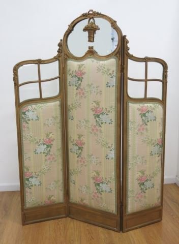 French Giltwood Screen with Center Mirror (1 of 4)