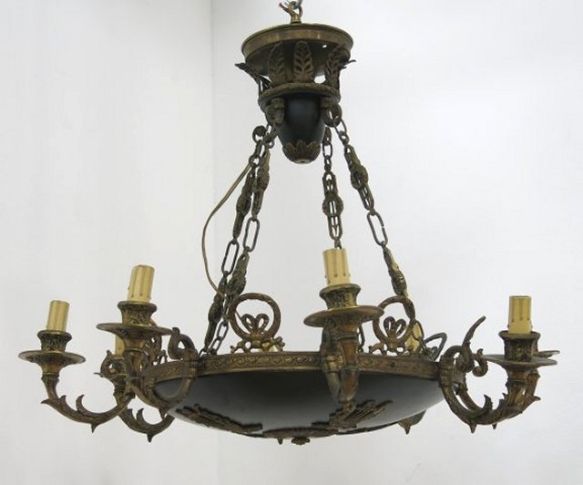 Empire Style 8-Light Brass Ring Form Chandelier (1 of 3)
