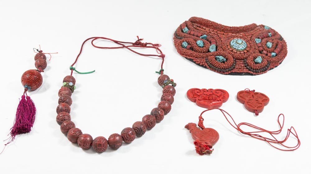 Lot of Chinese Cinnabar Jewelry (1 of 3)